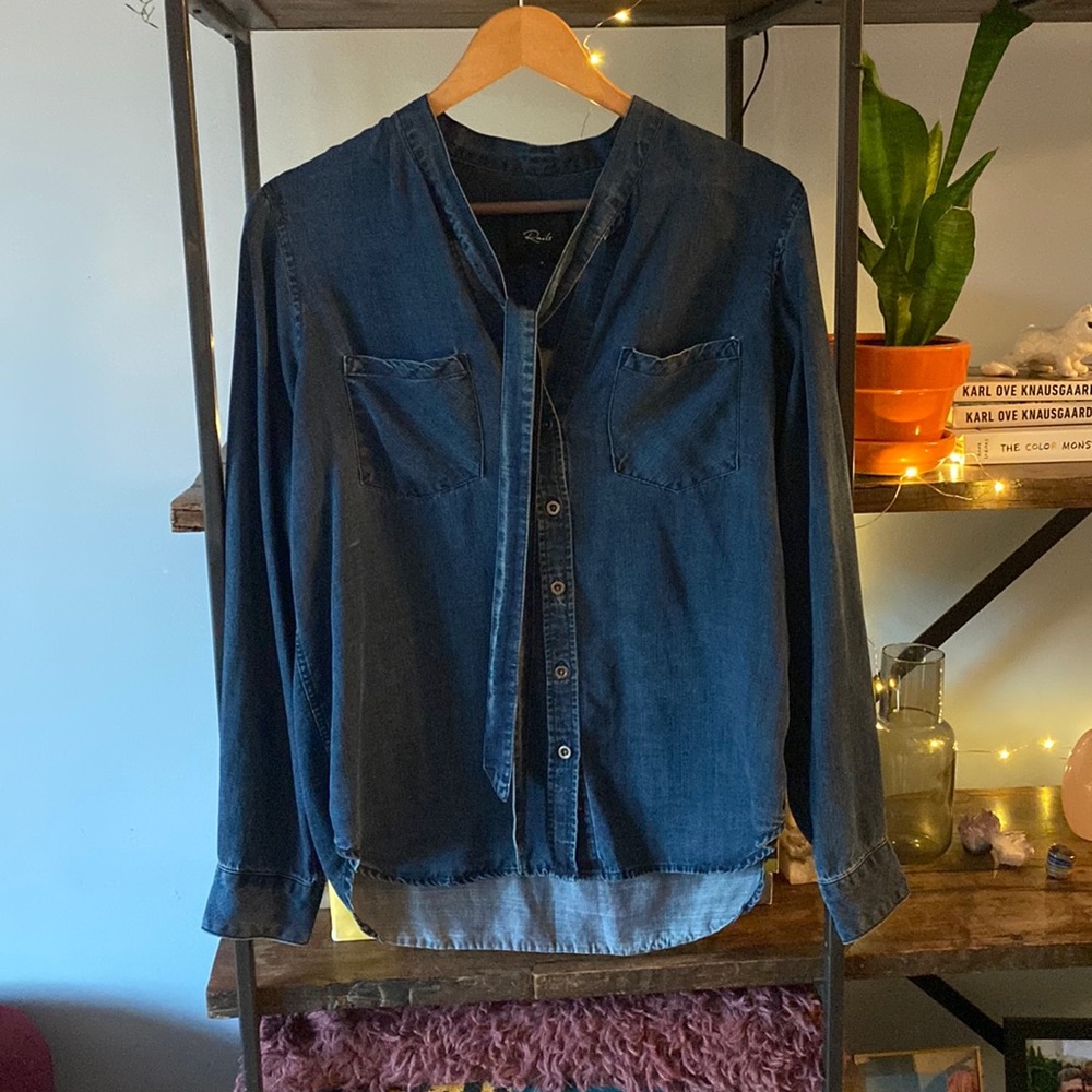 Anthropologie Brand Rails Denim Tie Shirt Size S